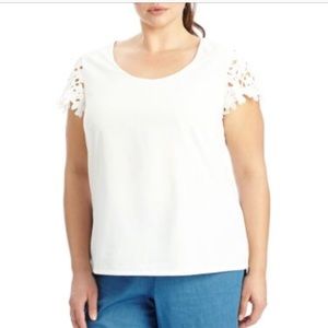 Modamix white blouse with floral sleeve detailing